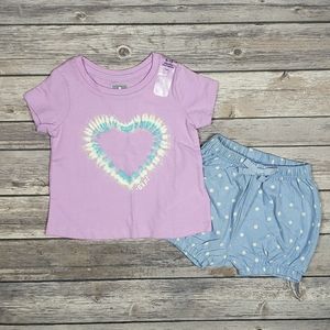 babyGAP Baby Girls Graphic T-Shirt & Print Jersey Bubble Shorts Set